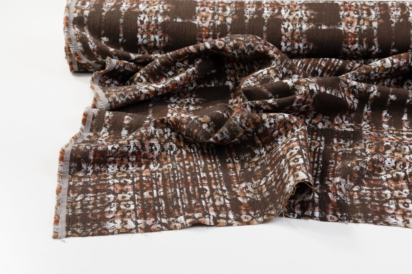 Double Faced Italian Linen Jacquard - Brown