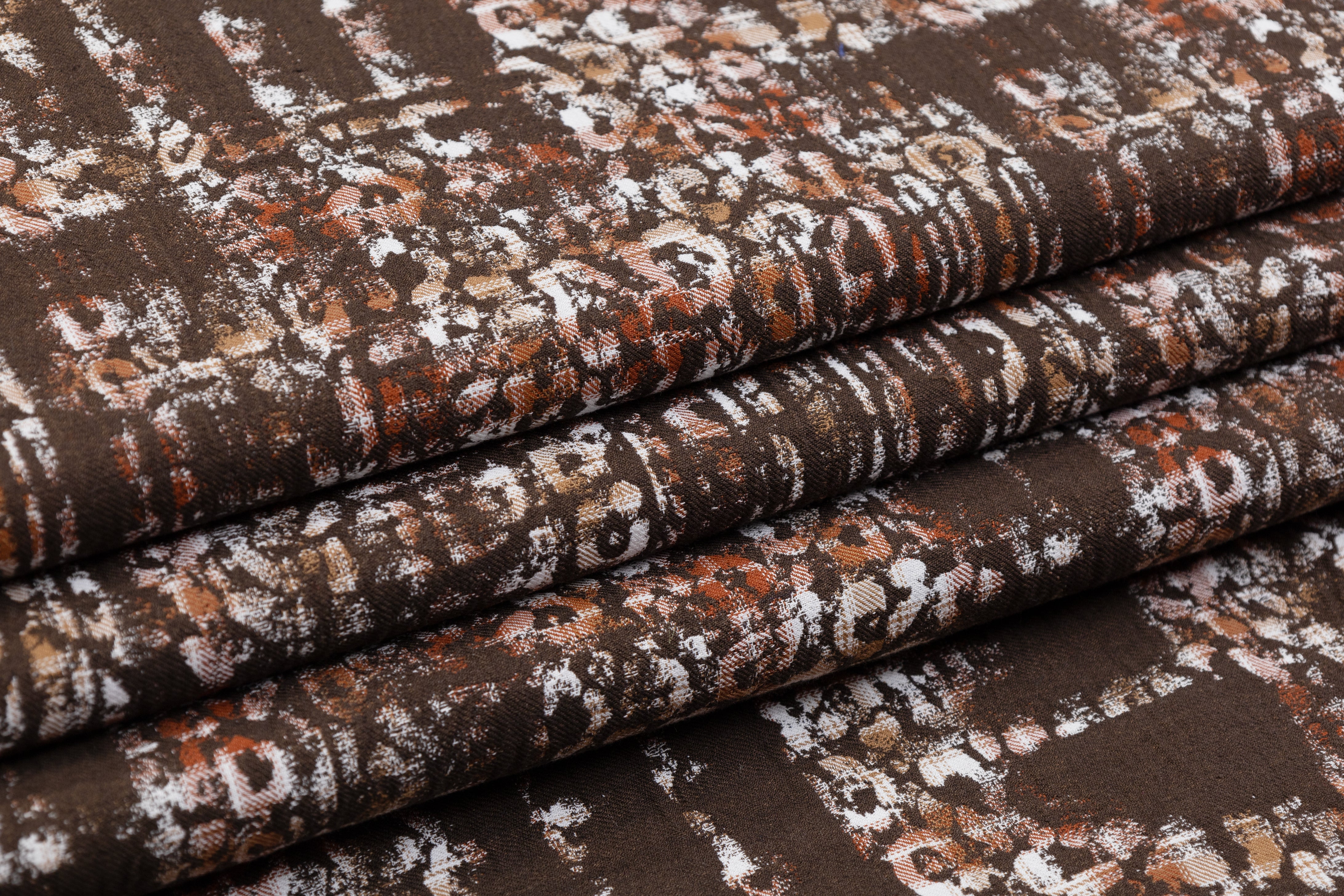 Double Faced Italian Linen Jacquard - Brown