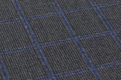 Tallia di Delfino - Checked Italian Super 130s Wool Flannel - Charcoal Gray / Blue