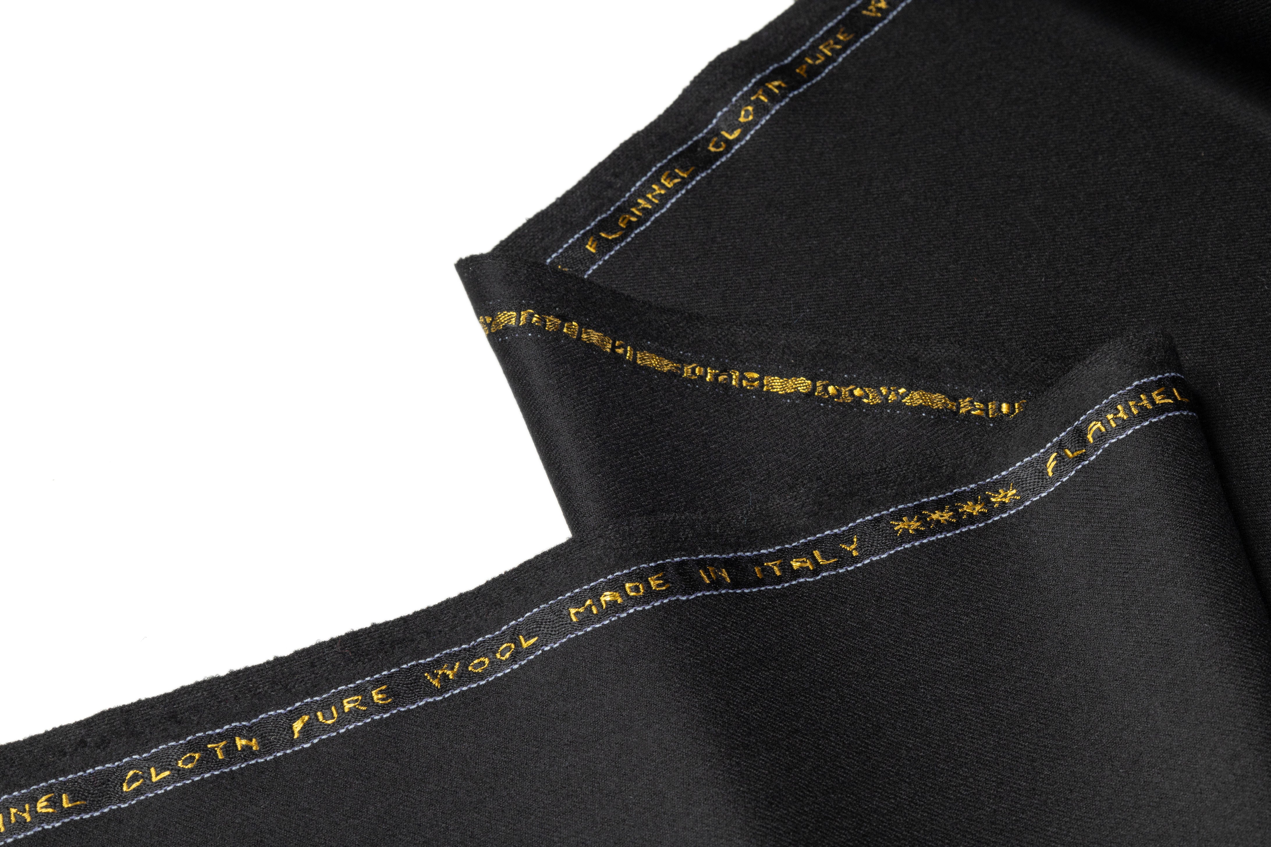 Italian Wool Flannel Suiting - Black