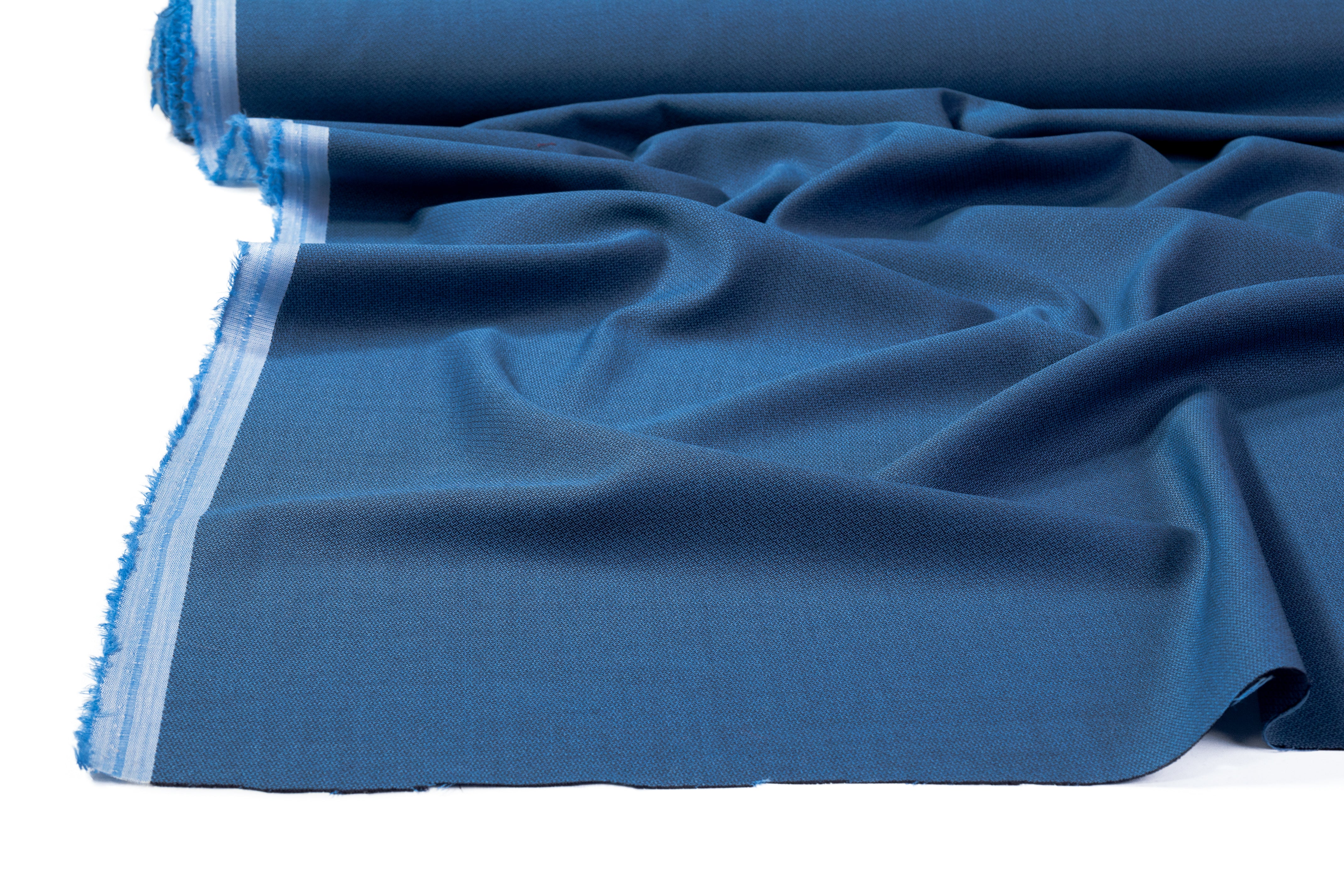 Guabello - Italian Micro Pattern Wool Suiting - Blue