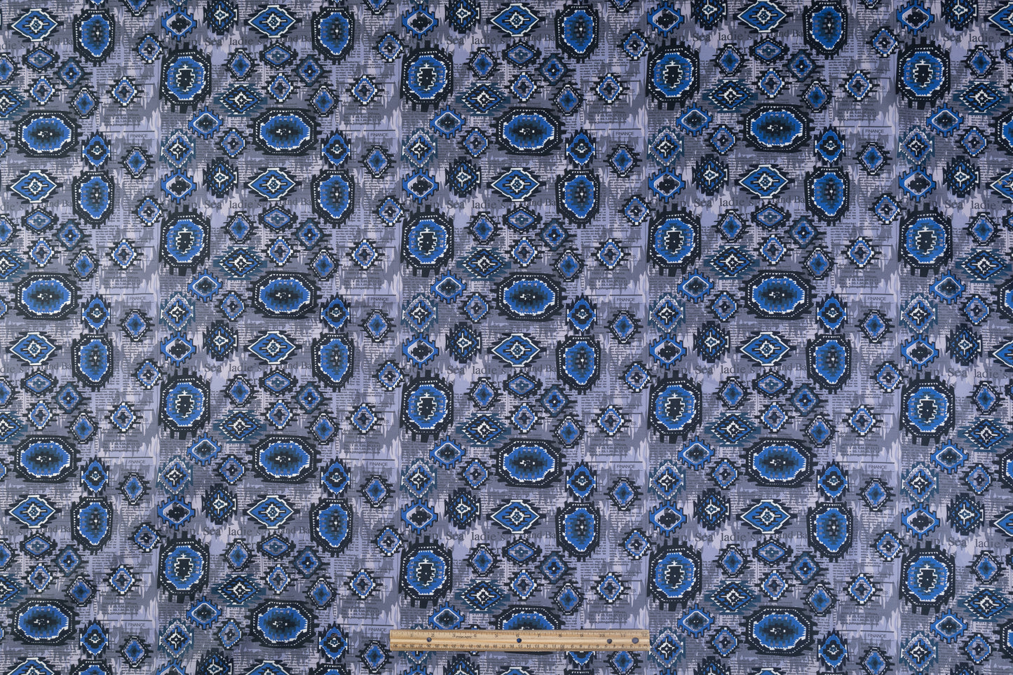 Abstract Italian Cotton Sateen - Blue / Gray