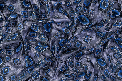 Abstract Italian Cotton Sateen - Blue / Gray