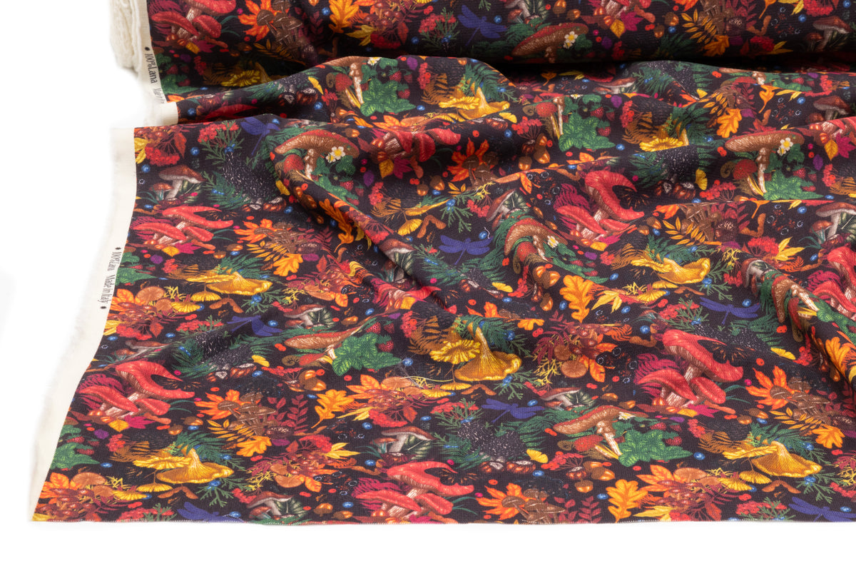 Mushroom Garden Printed Italian Wool - Multicolor