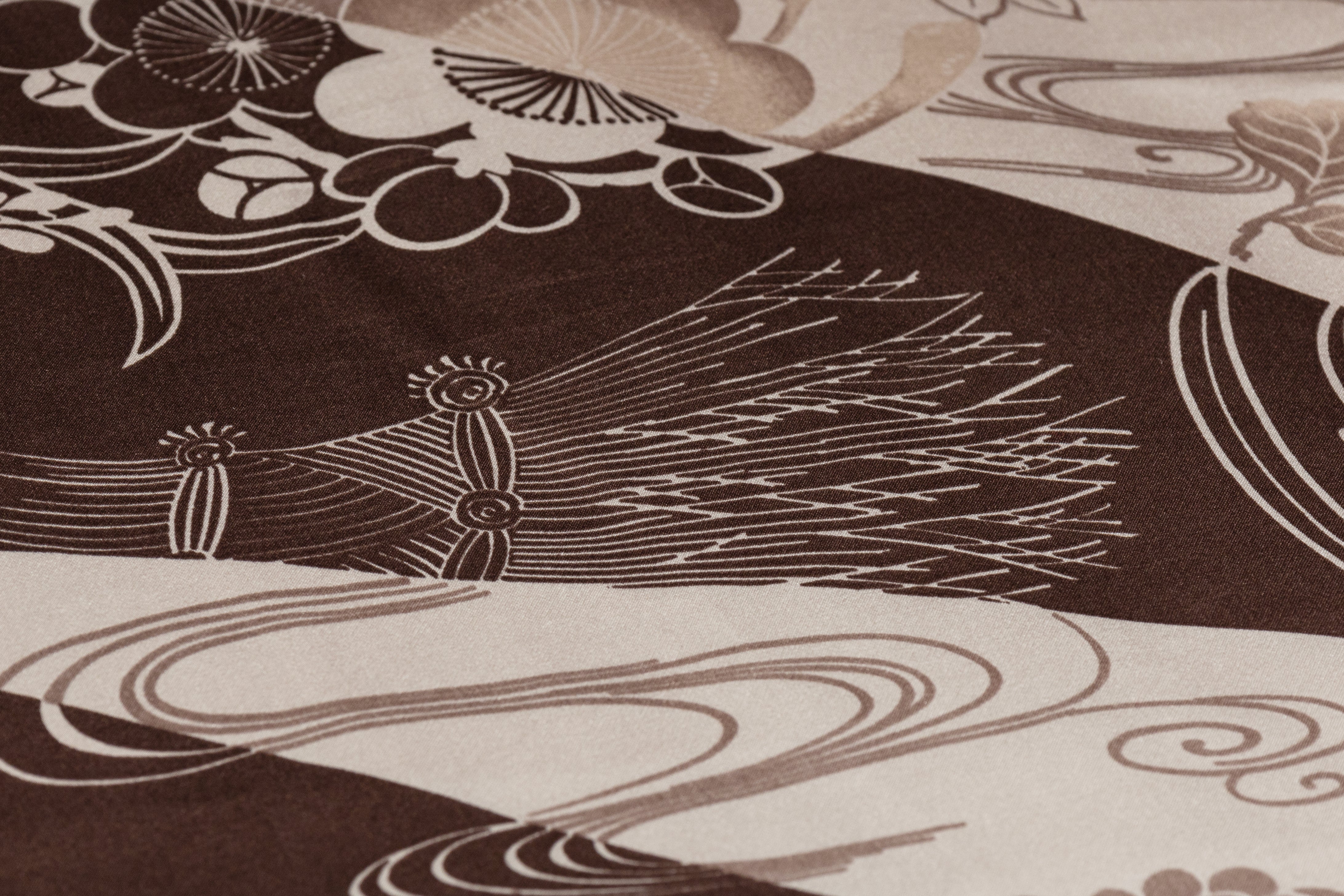 Floral Italian Silk Charmeuse - Brown / Taupe