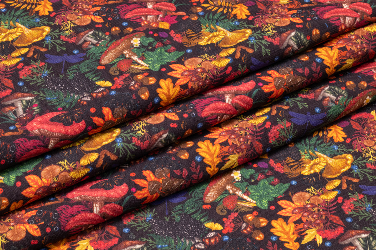 Mushroom Garden Printed Italian Wool - Multicolor