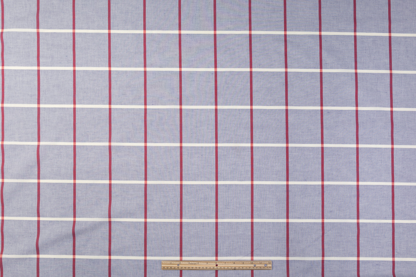 Windowpane Italian Linen - Cool Gray / Red / White