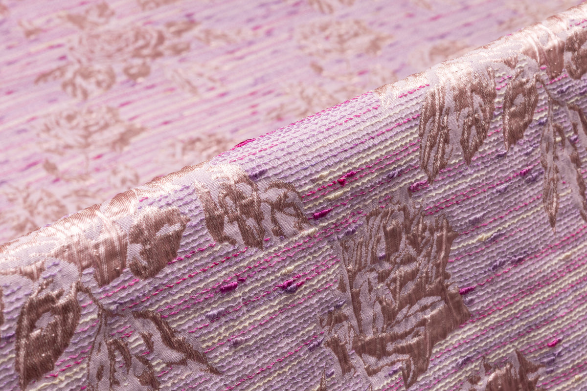 Floral Italian Silk Blend Tweed Brocade - Lilac / Pink
