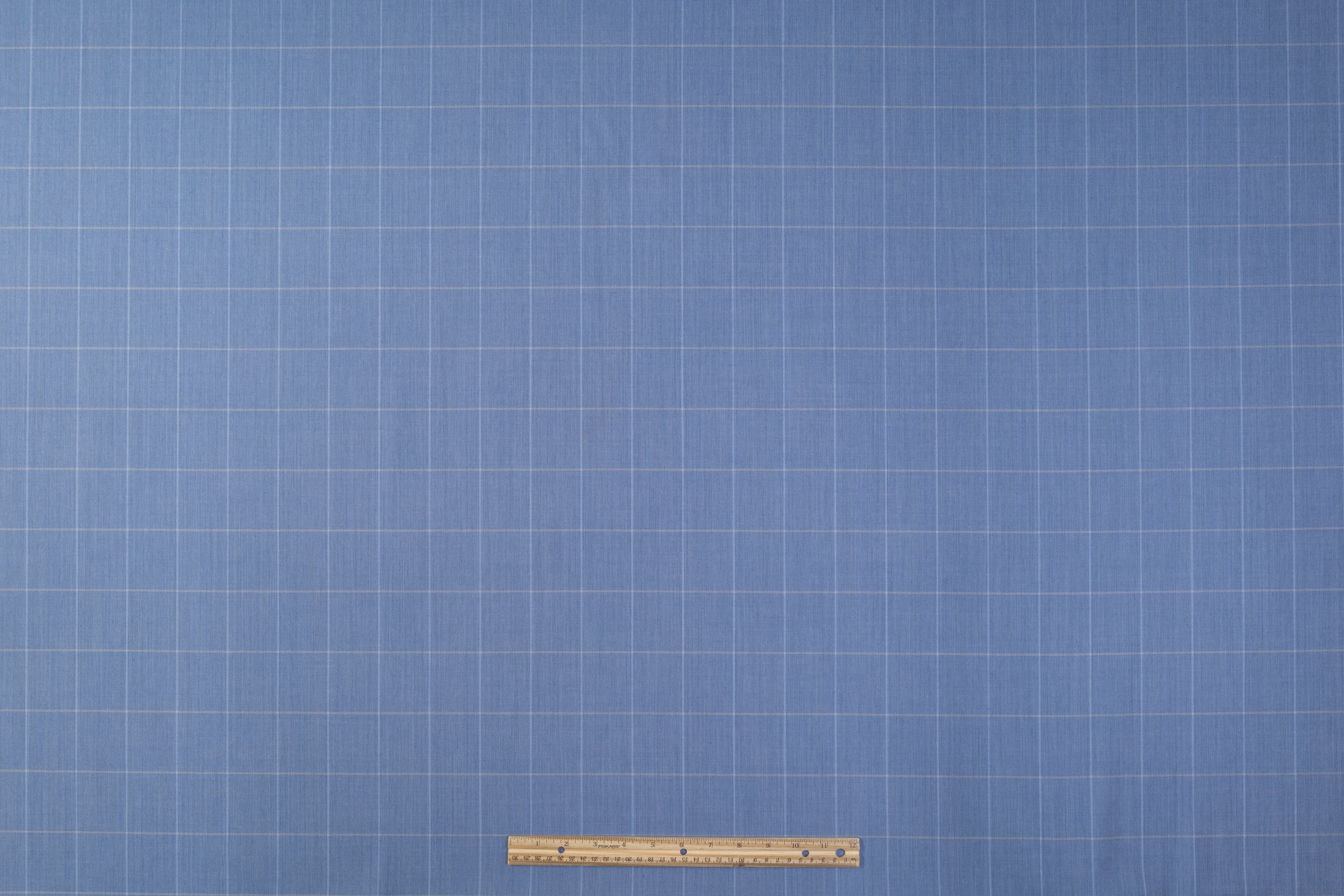 Windowpane Italian Wool Suiting - Blue