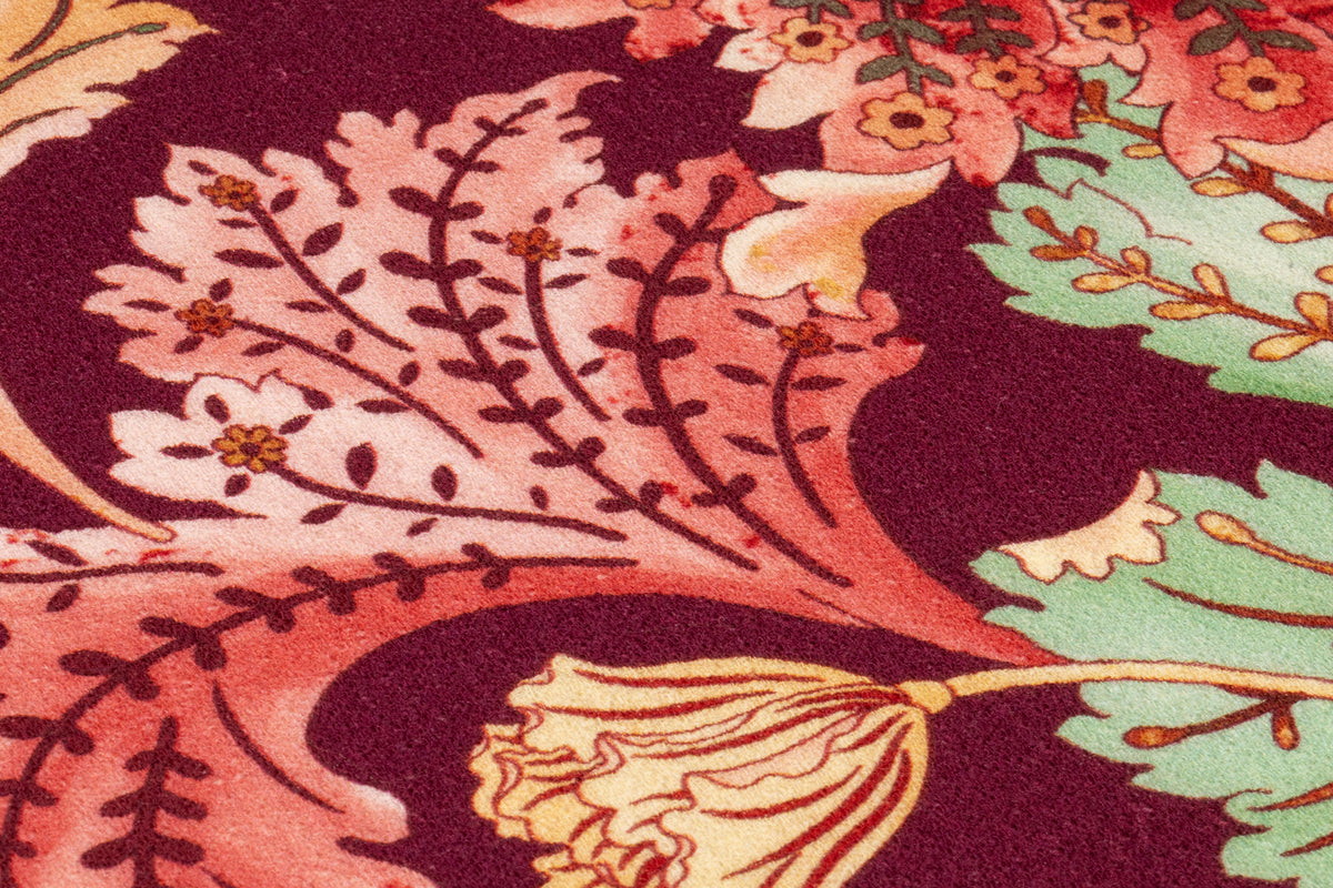 Floral Printed Italian Wool Crepe - Burgundy