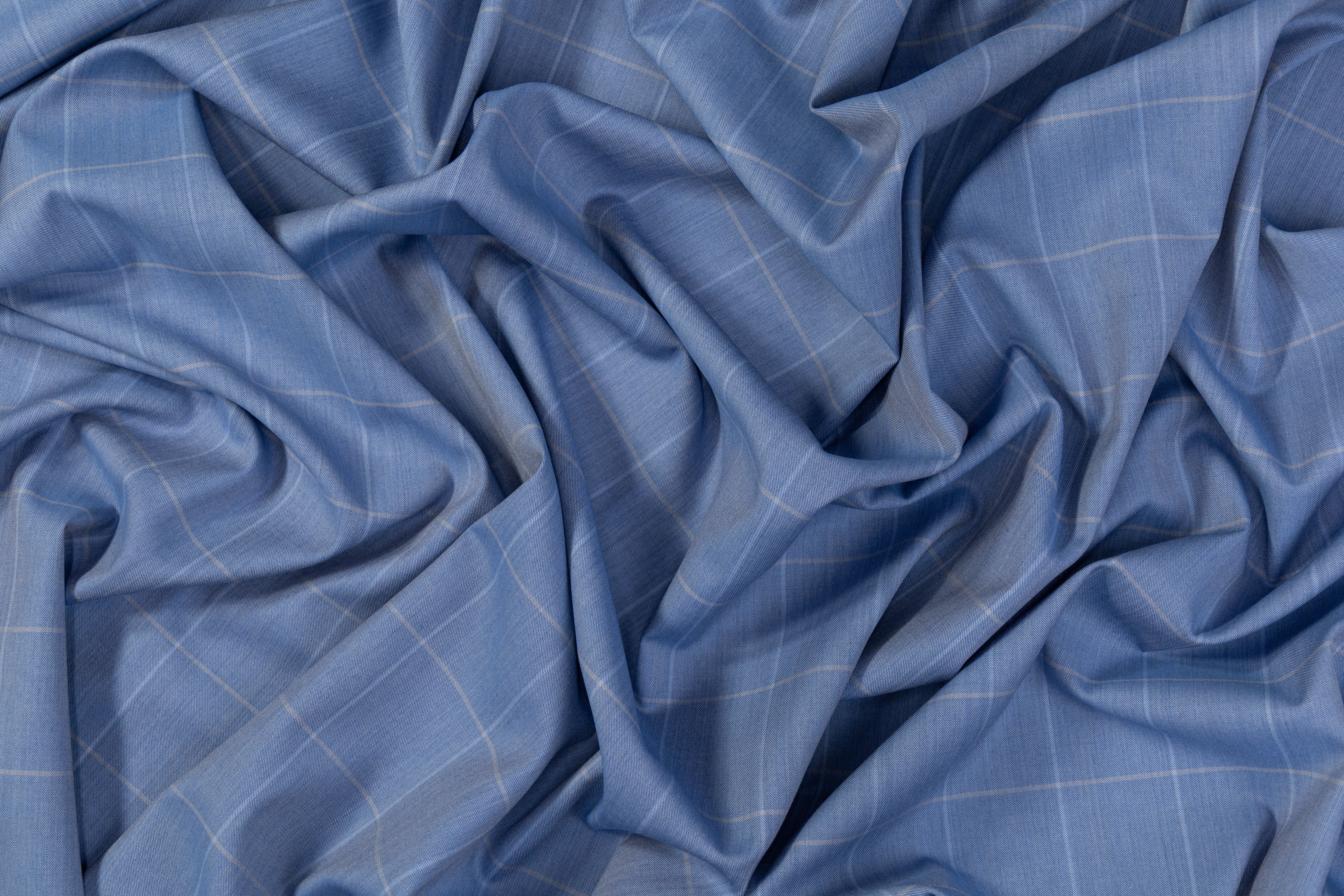 Windowpane Italian Wool Suiting - Blue