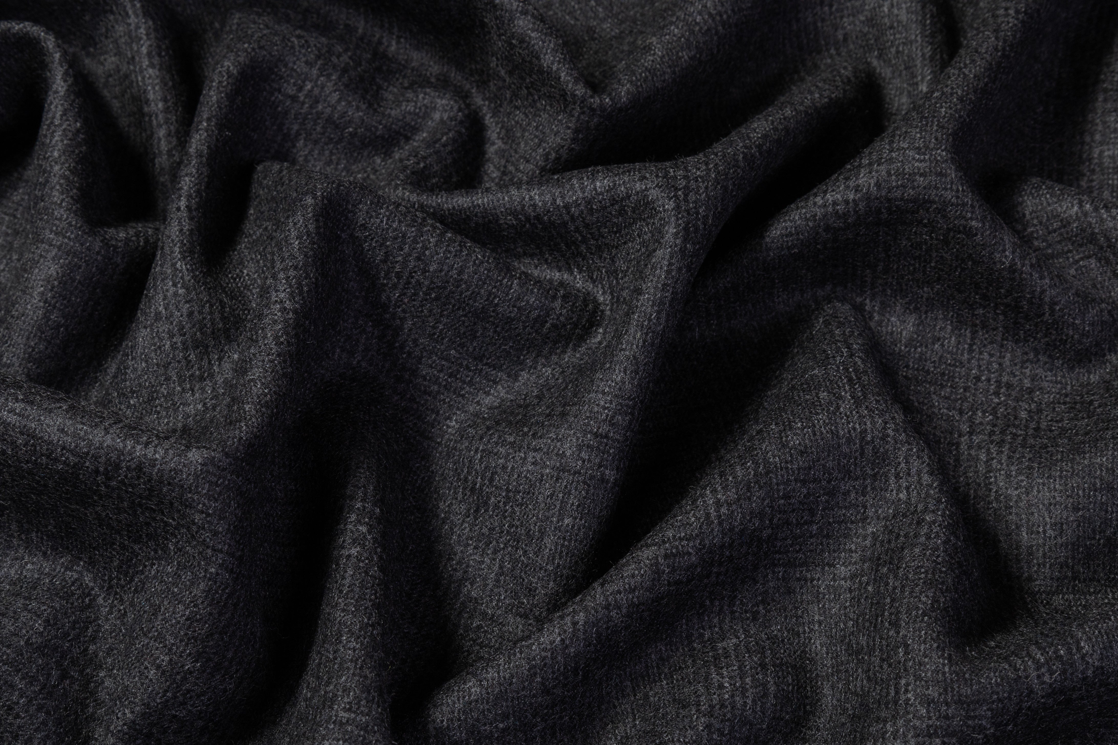 Subtle Checked English Wool Suiting - Charcoal Gray