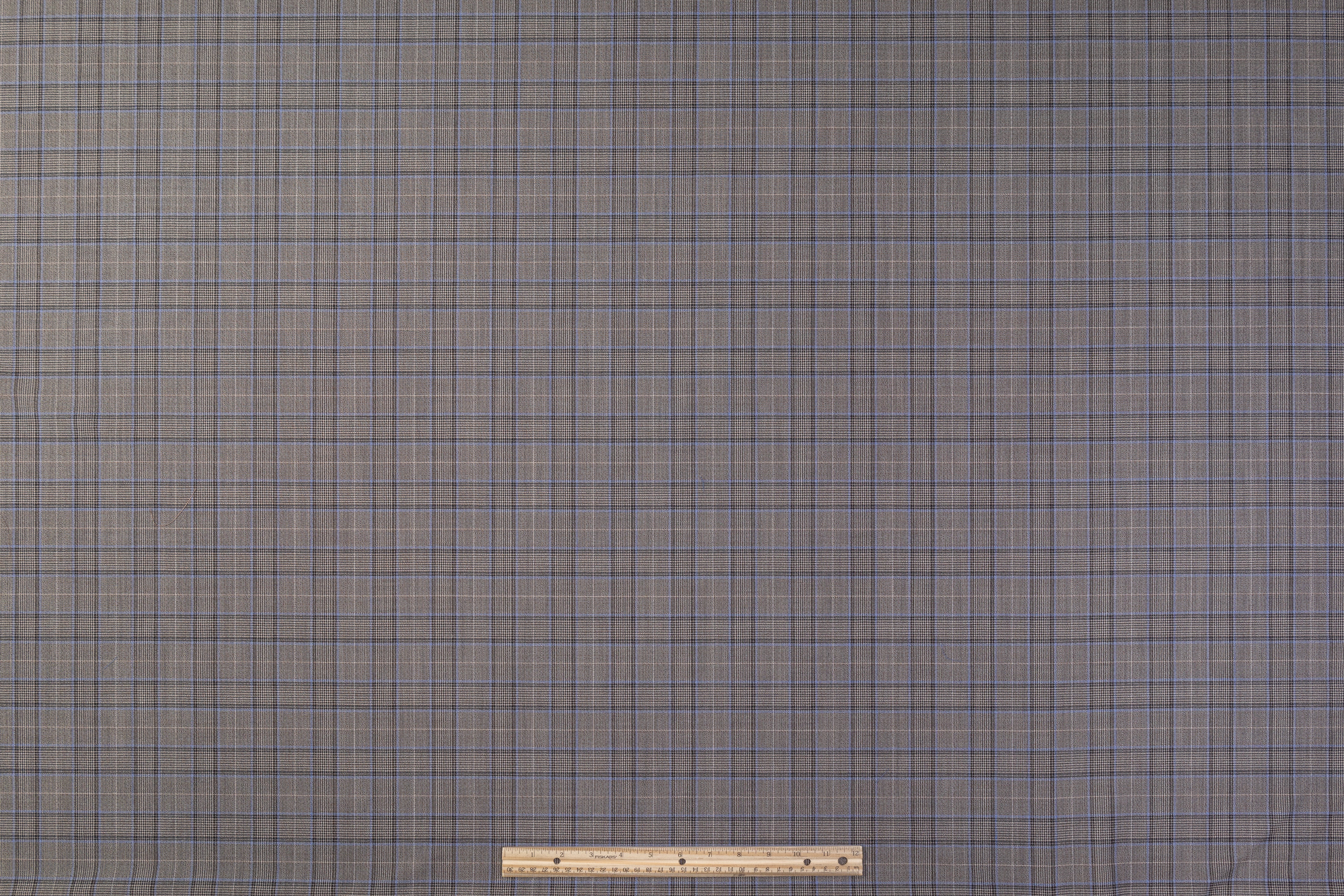 Glen Check Italian Wool Suiting - Gray / Brown / Blue