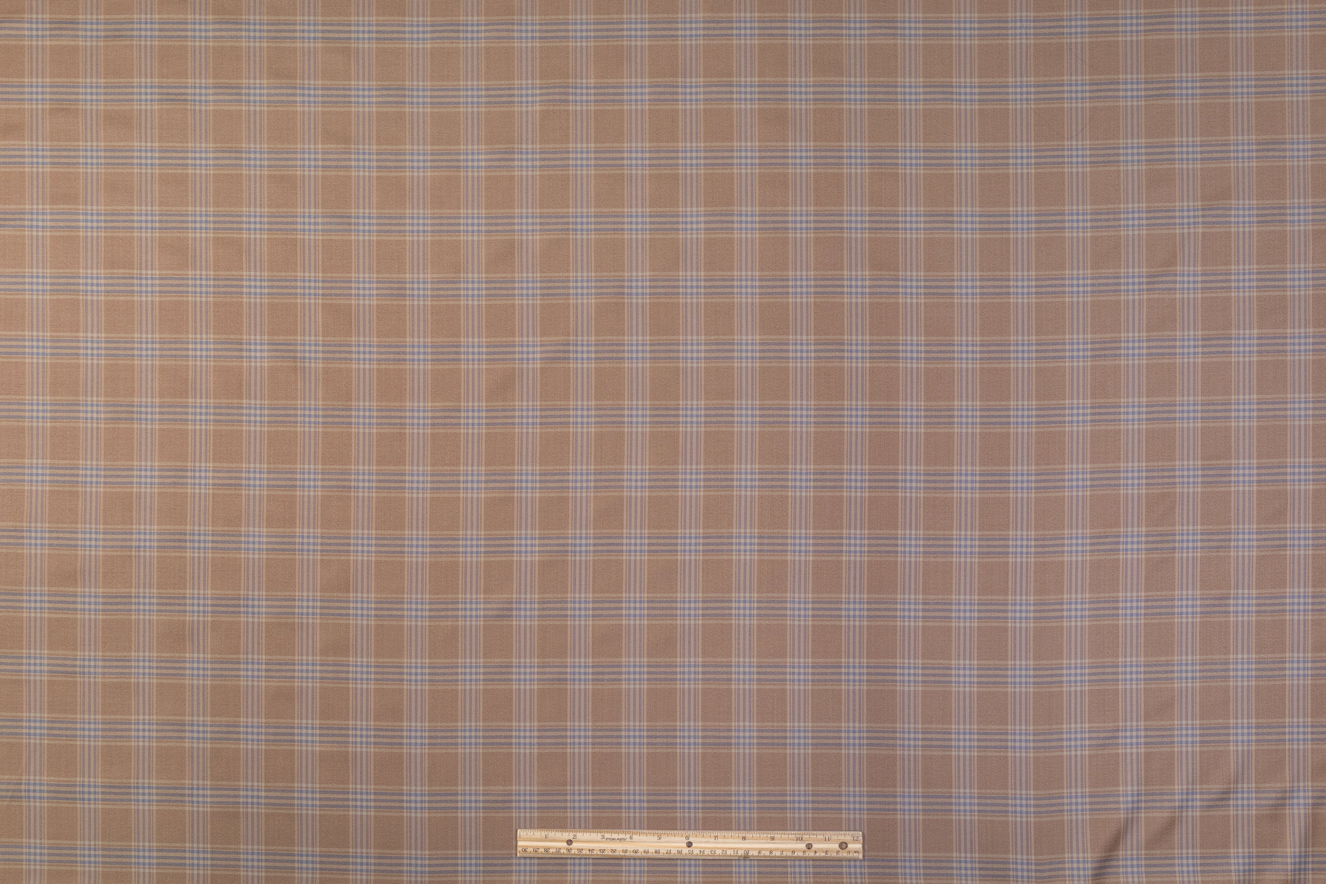 Plaid Italian Wool Suiting - Brown / Blue