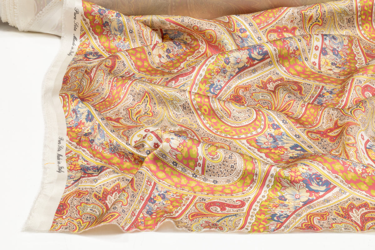 Paisley Italian 4 Ply Silk - Coral / Gold