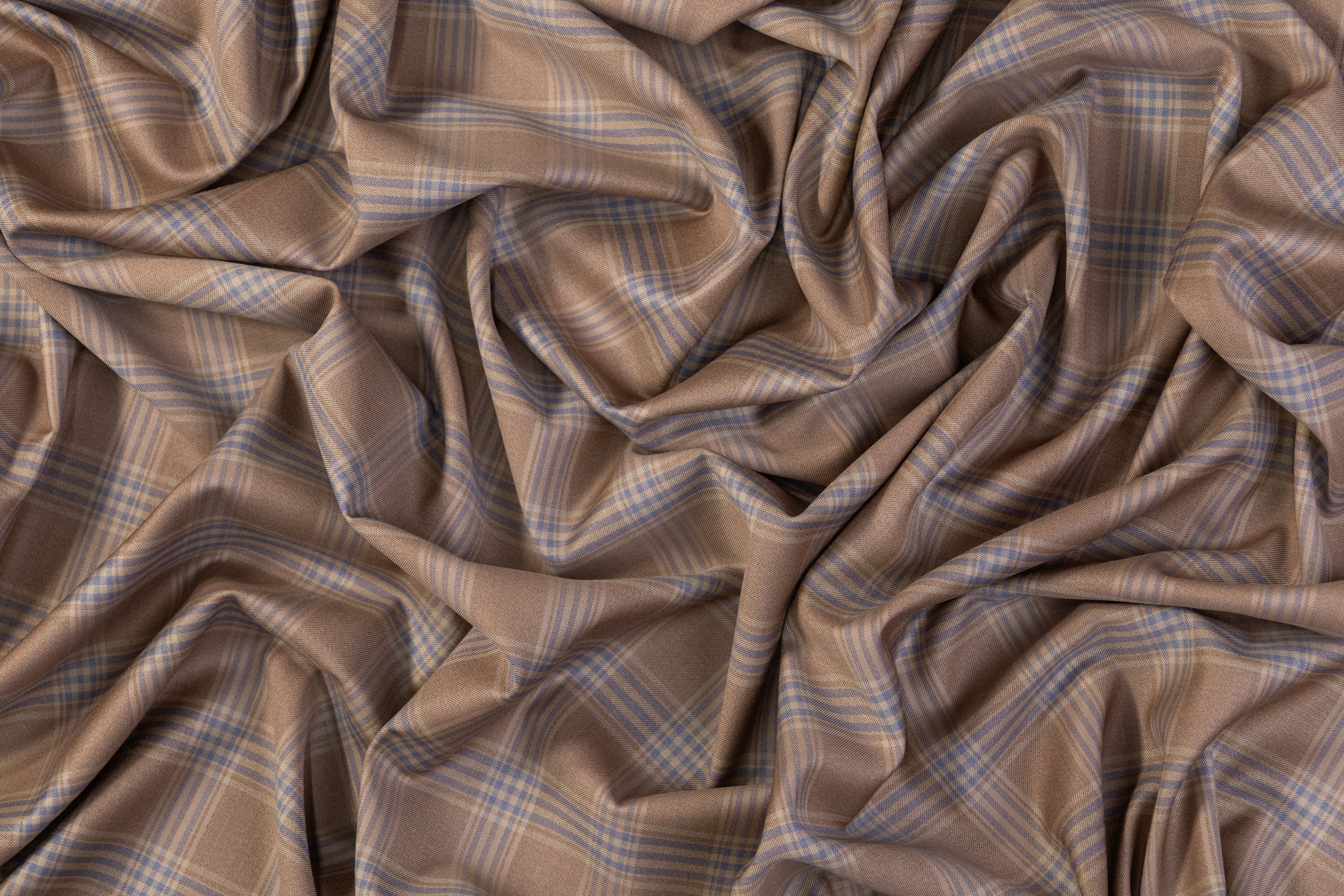 Plaid Italian Wool Suiting - Brown / Blue