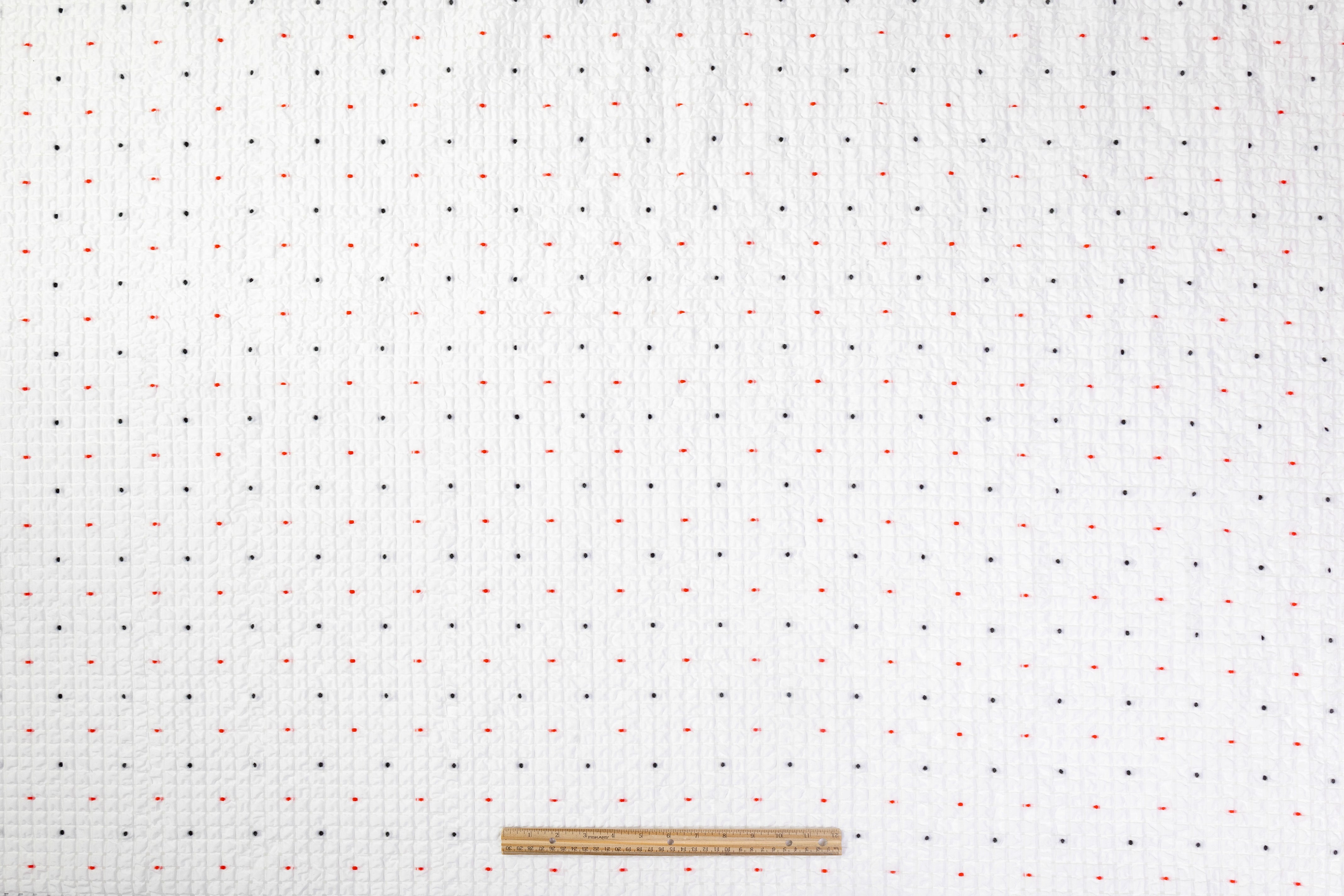 Puckered Dotted Fil Coupé - White / Red / Dark Navy