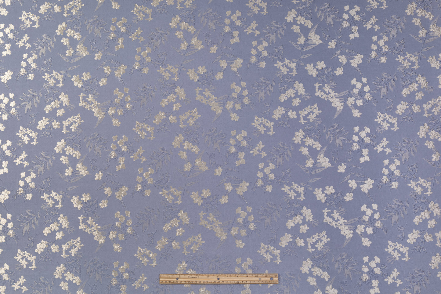 Floral Metallic Brocade - Periwinkle Blue / Platinum Gray