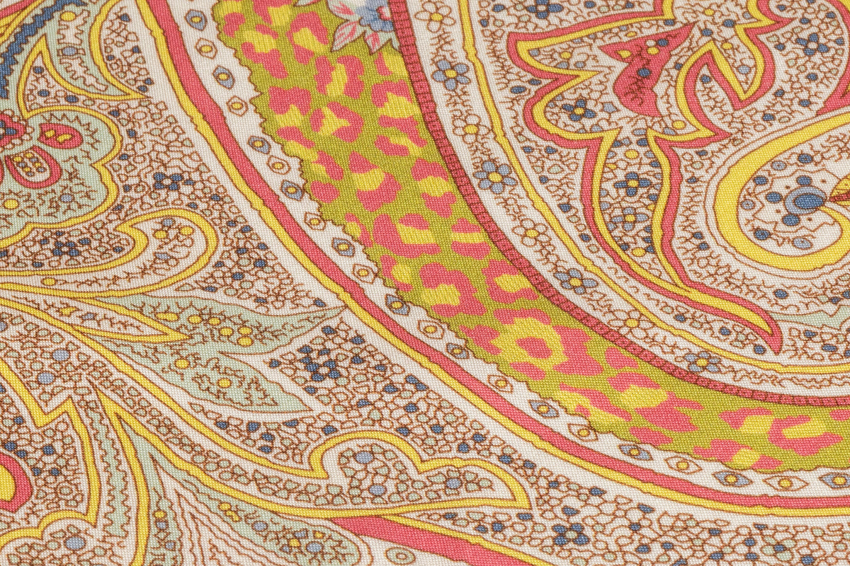 Paisley Italian 4 Ply Silk - Coral / Gold
