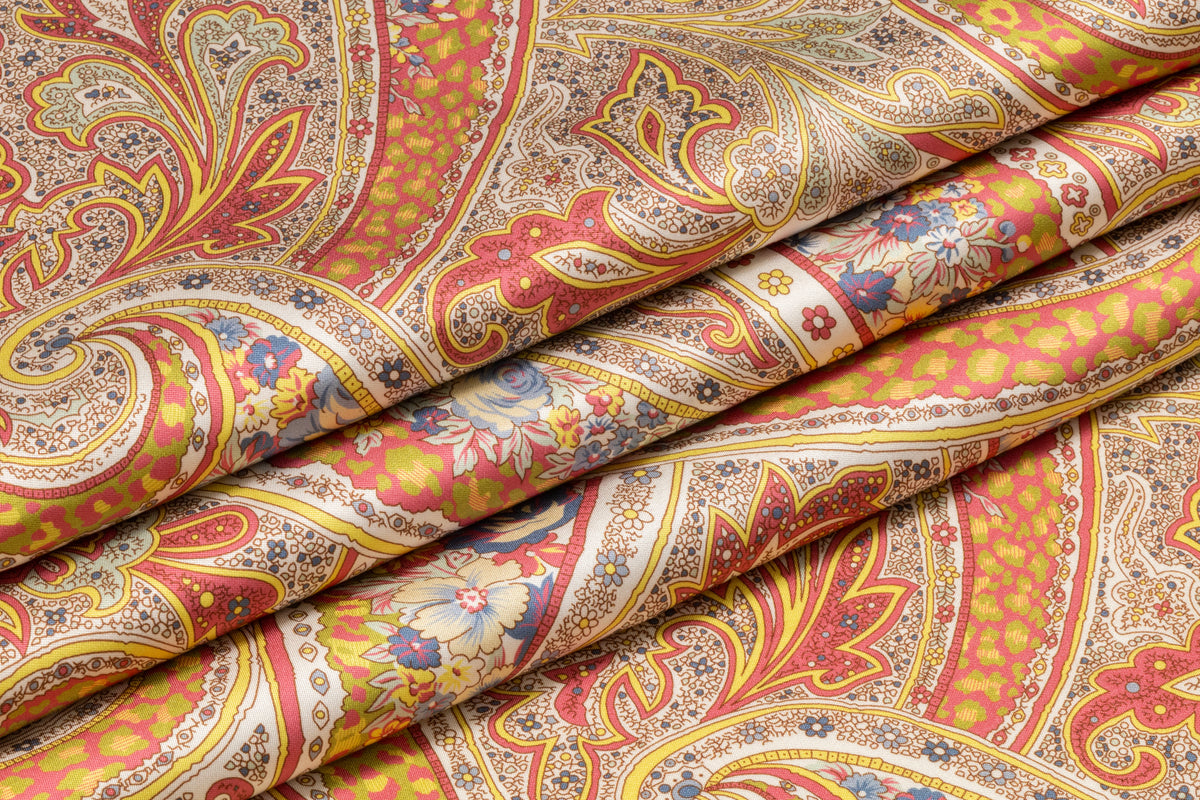 Paisley Italian 4 Ply Silk - Coral / Gold