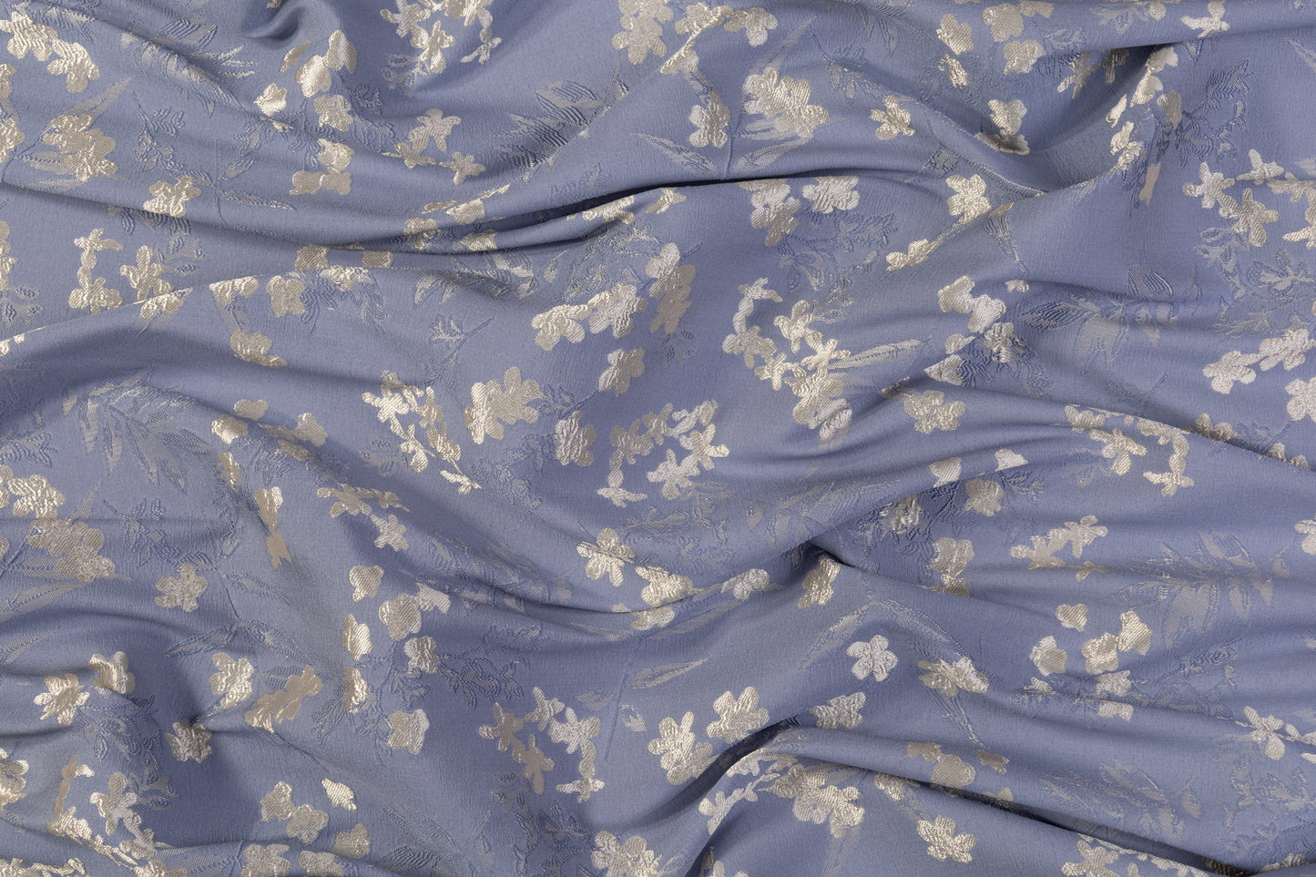 Floral Metallic Brocade - Periwinkle Blue / Platinum Gray