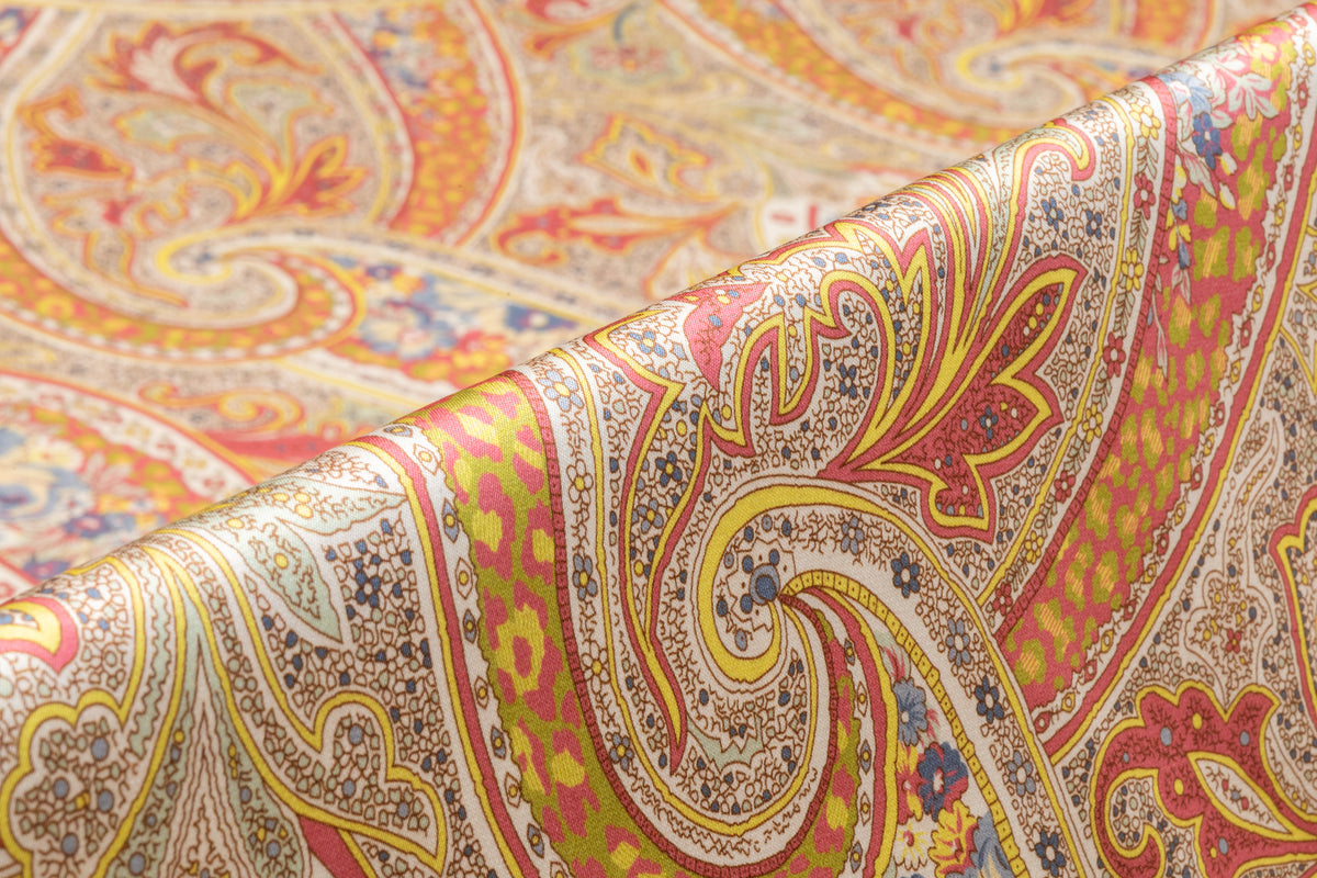 Paisley Italian 4 Ply Silk - Coral / Gold