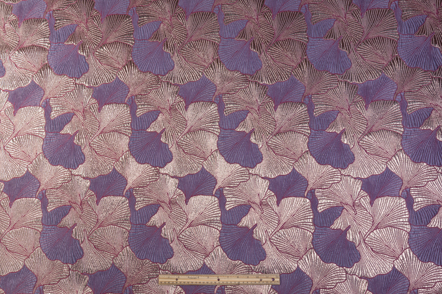 Seashell Metallic Brocade - Purple / Taupe / Fuchsia