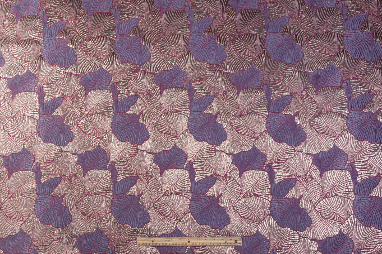 Seashell Metallic Brocade - Purple / Taupe / Fuchsia