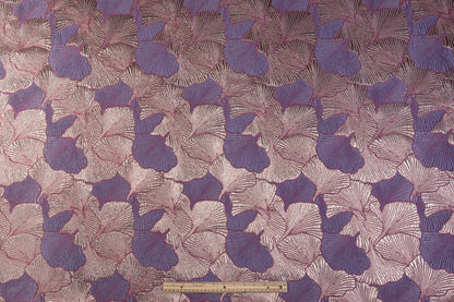 Seashell Metallic Brocade - Purple / Taupe / Fuchsia