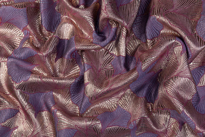 Seashell Metallic Brocade - Purple / Taupe / Fuchsia