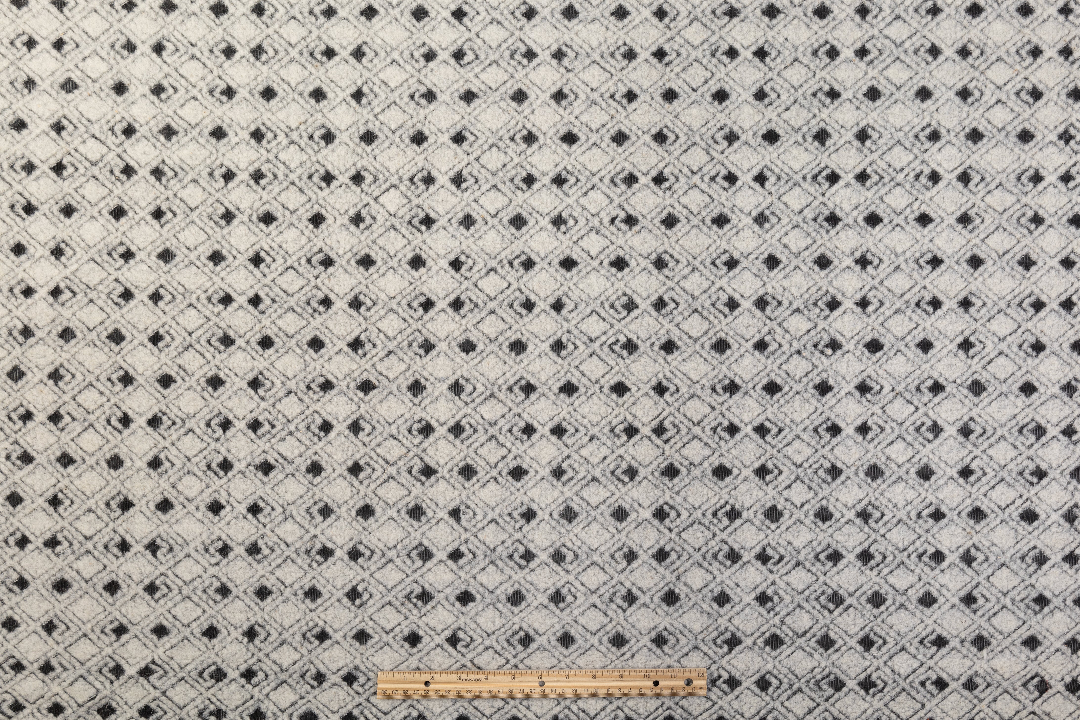 Diamond Pattern Italian Boiled Wool - Gray / Black