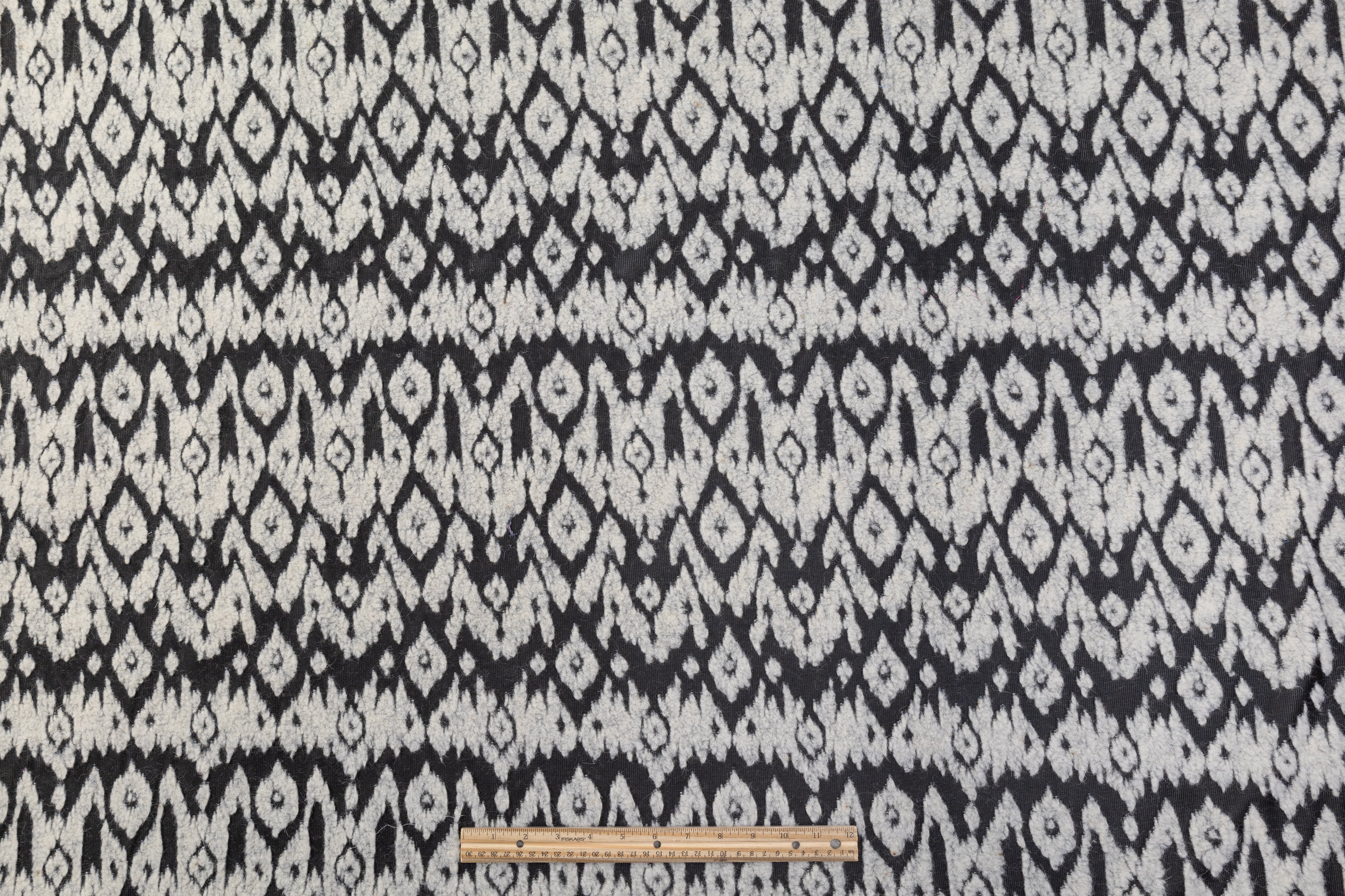 Ikat Style Italian Boiled Wool - Gray / Black