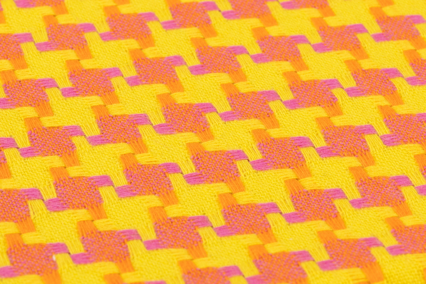 Houndstooth Italian Wool Cotton Tweed - Yellow / Orange / Pink