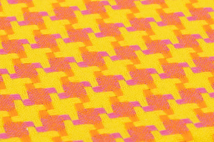 Houndstooth Italian Wool Cotton Tweed - Yellow / Orange / Pink