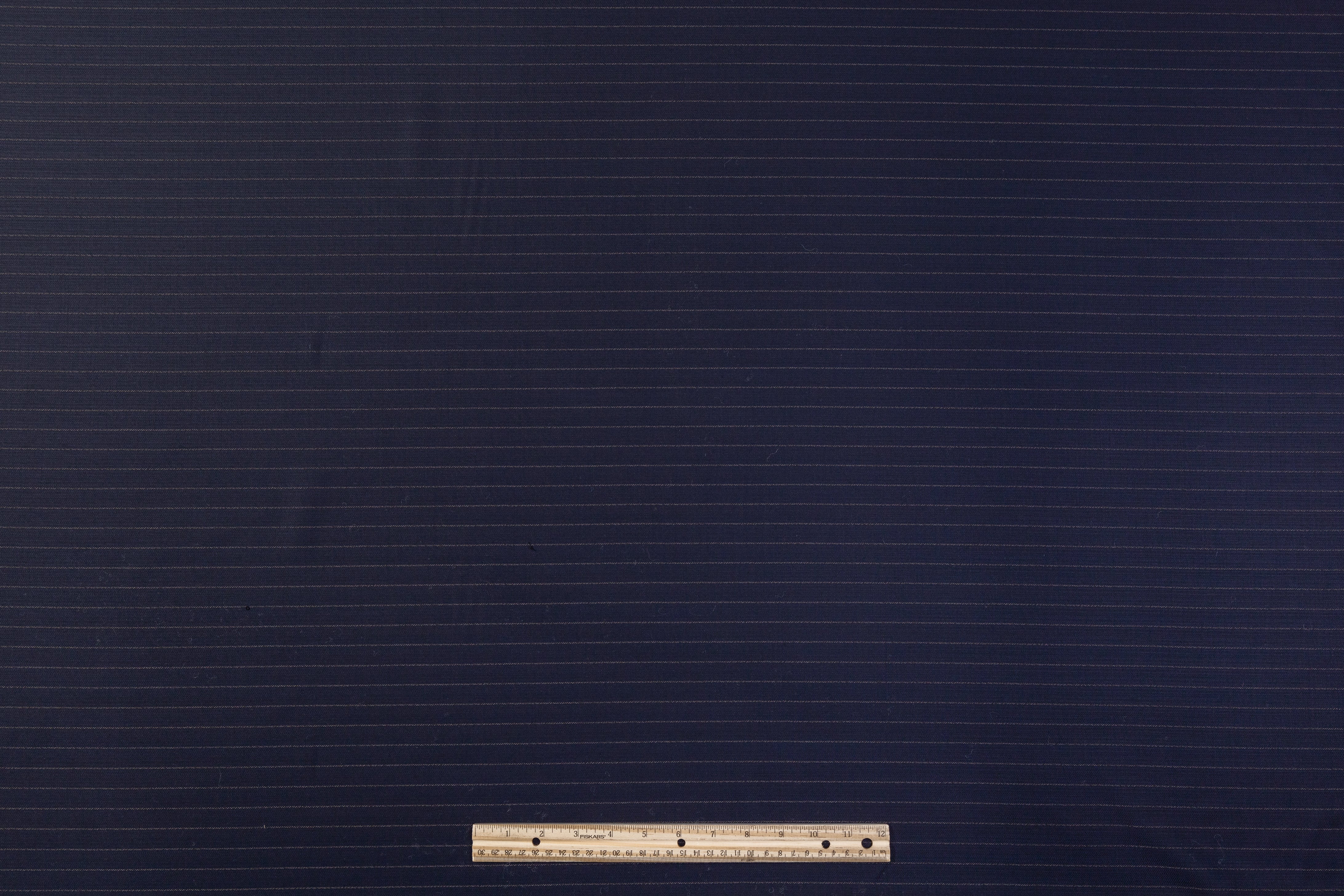 Striped Italian Wool Suiting - Navy Blue