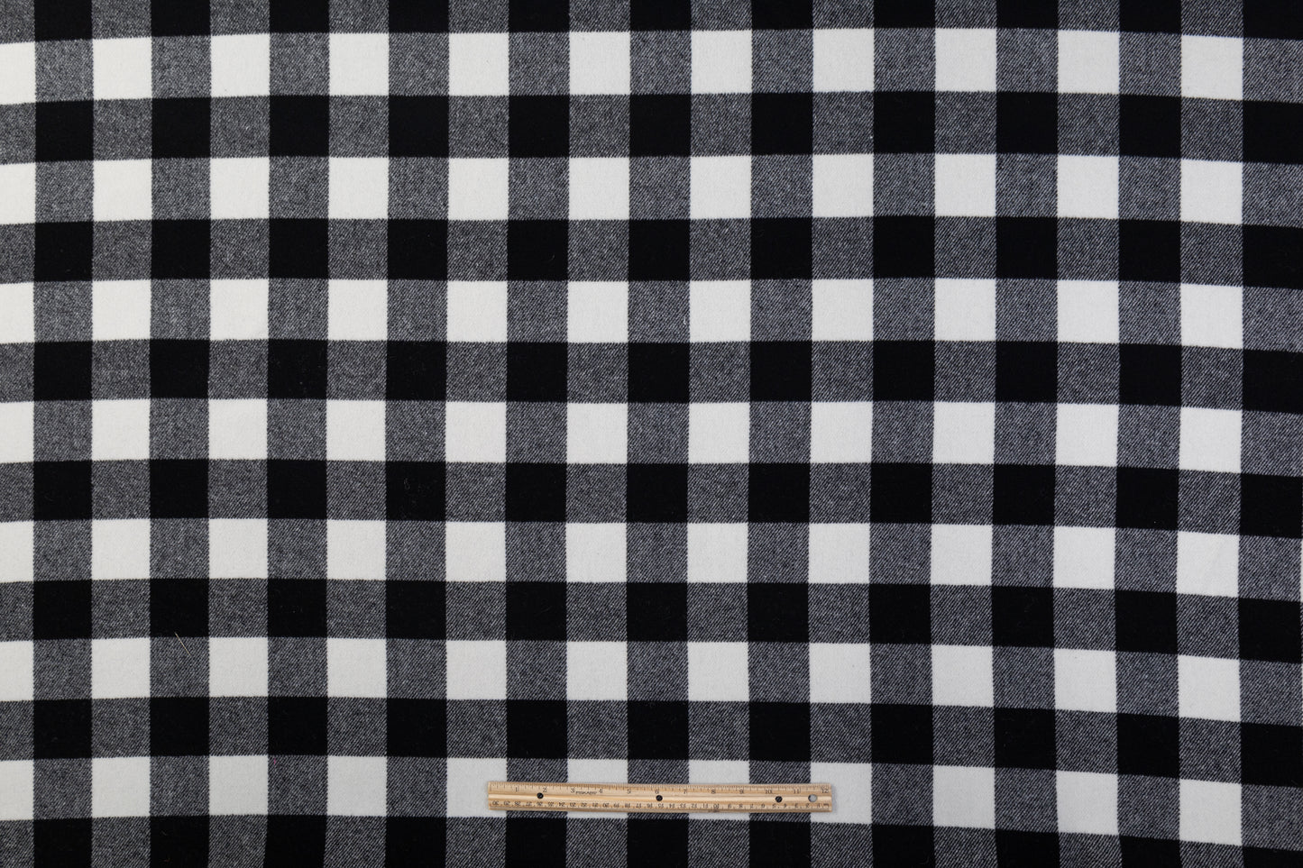 Double Faced Buffalo Plaid Italian Wool Coating - Black / White