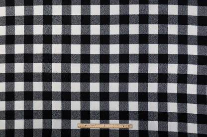 Double Faced Buffalo Plaid Italian Wool Coating - Black / White