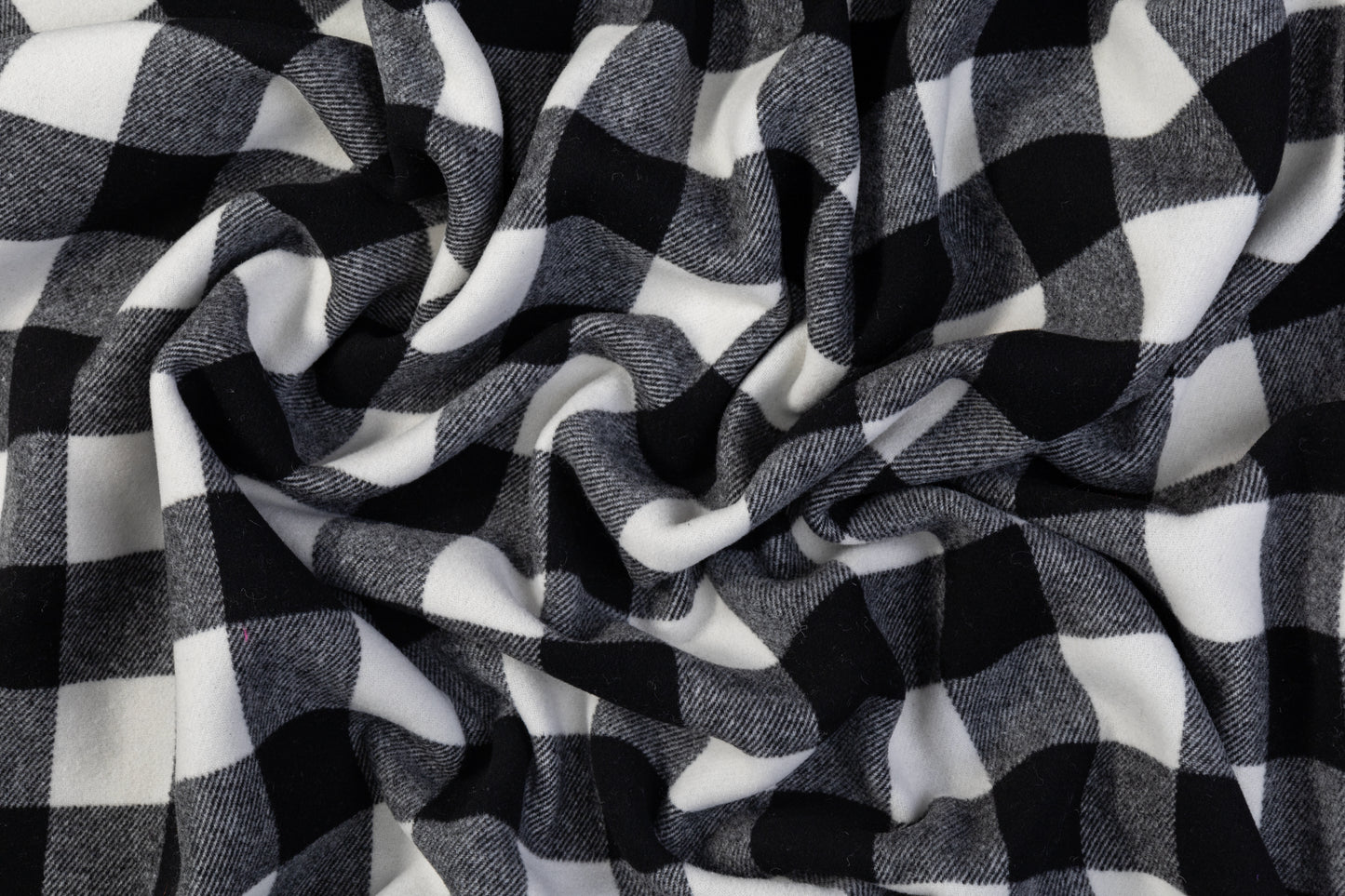 Double Faced Buffalo Plaid Italian Wool Coating - Black / White