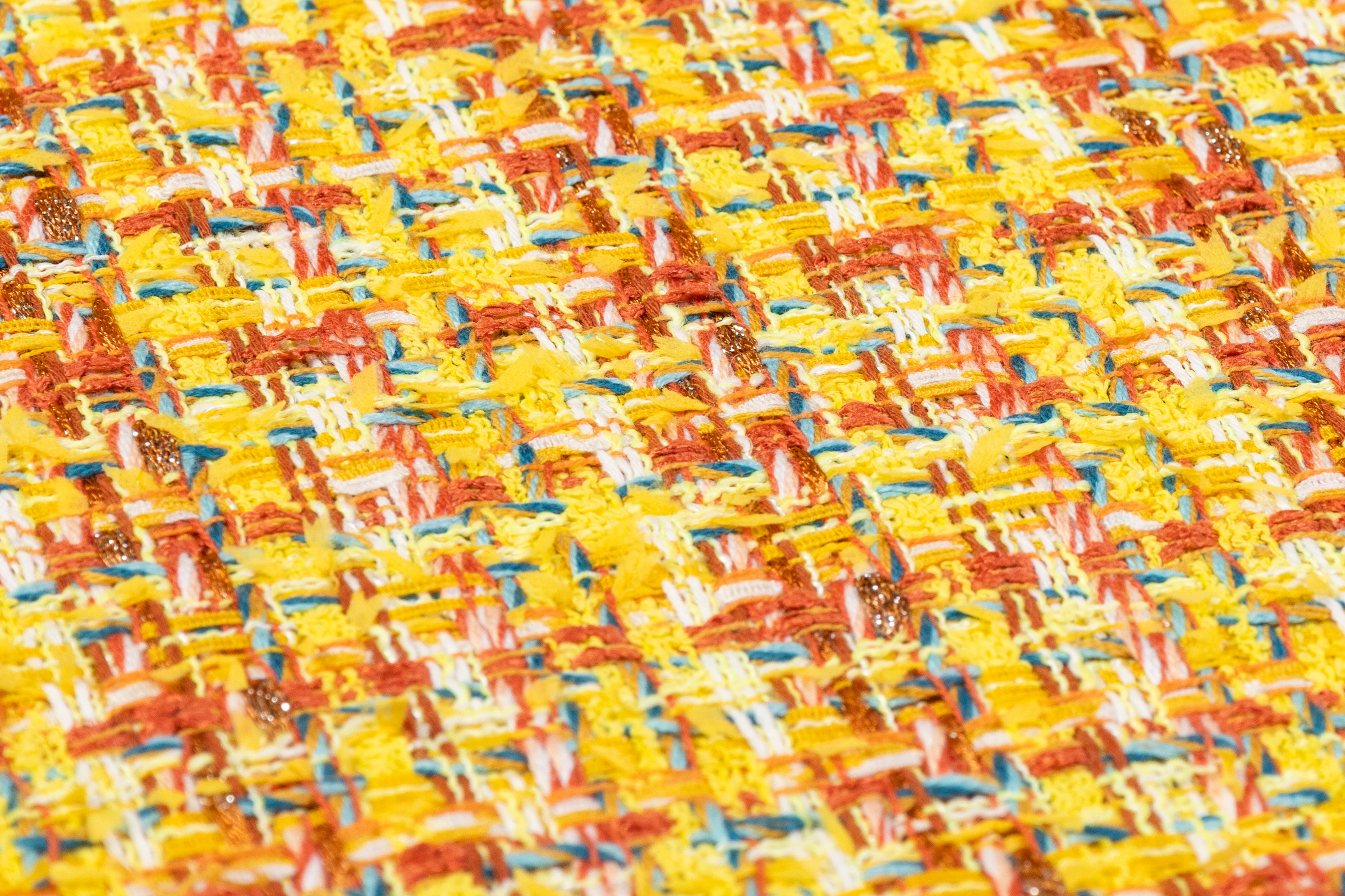 Italian Cotton Blend Tweed - Yellow / Orange / Blue