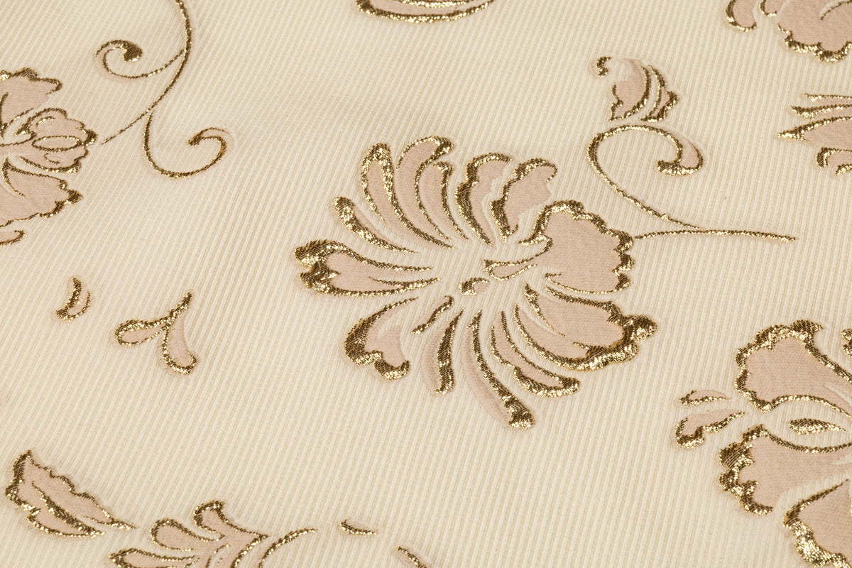 Floral Broder Silk Blend Italian Fil Coupé Brocade - Ivory / Gold