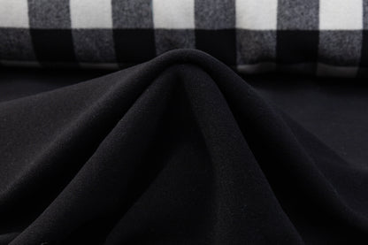 Double Faced Buffalo Plaid Italian Wool Coating - Black / White