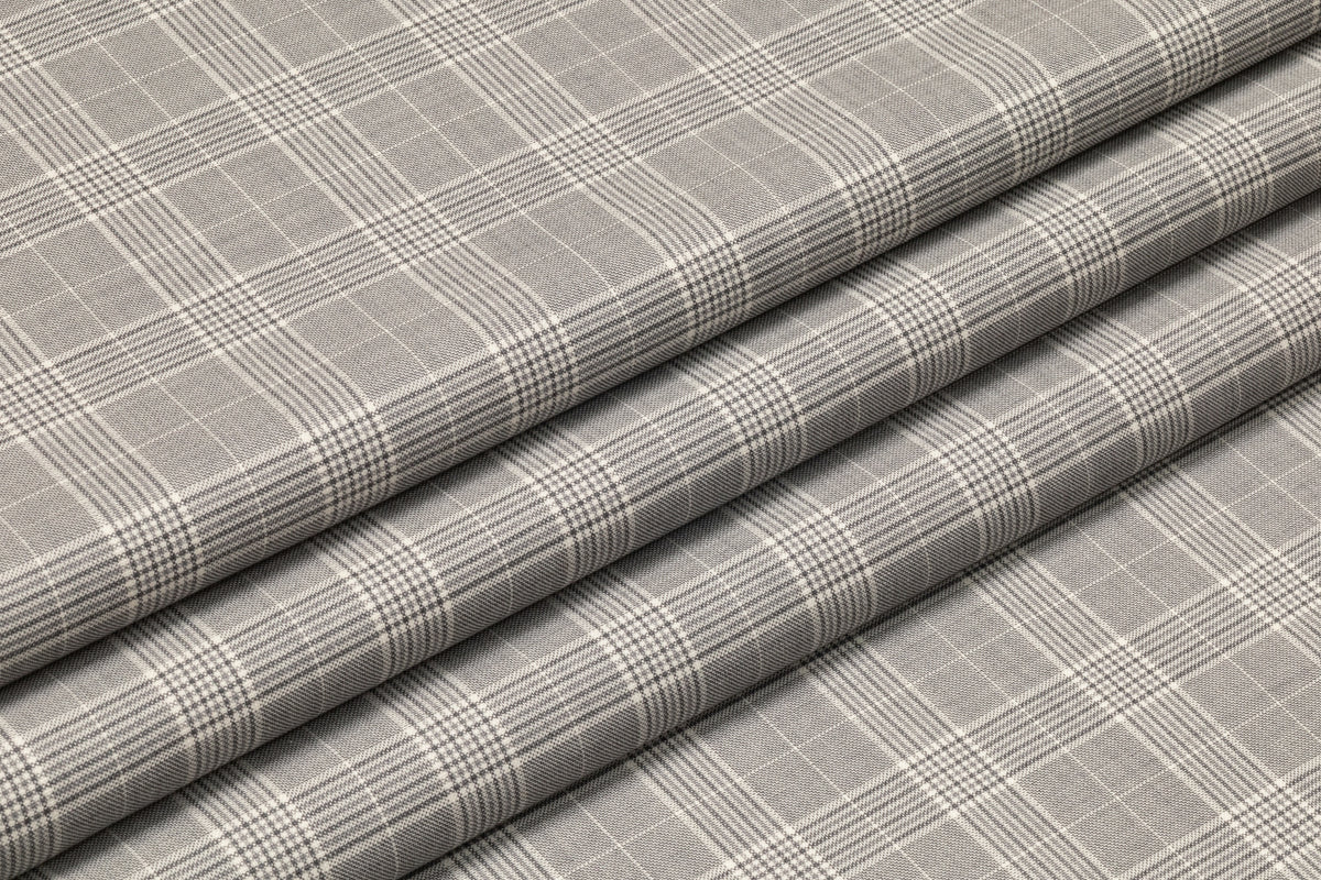 Guabello - Checked Italian Super 150s Wool Suiting - Gray
