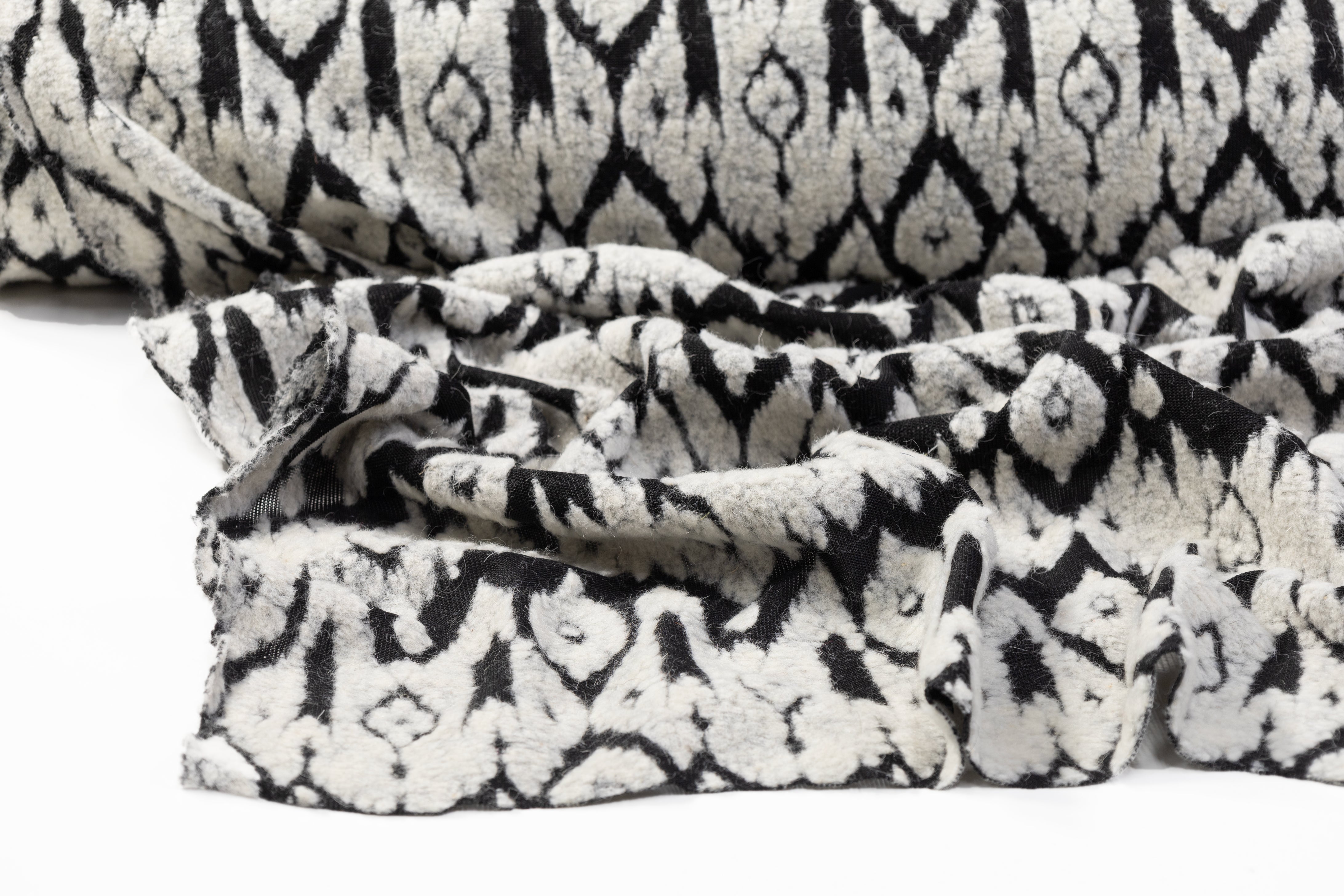 Ikat Style Italian Boiled Wool - Gray / Black