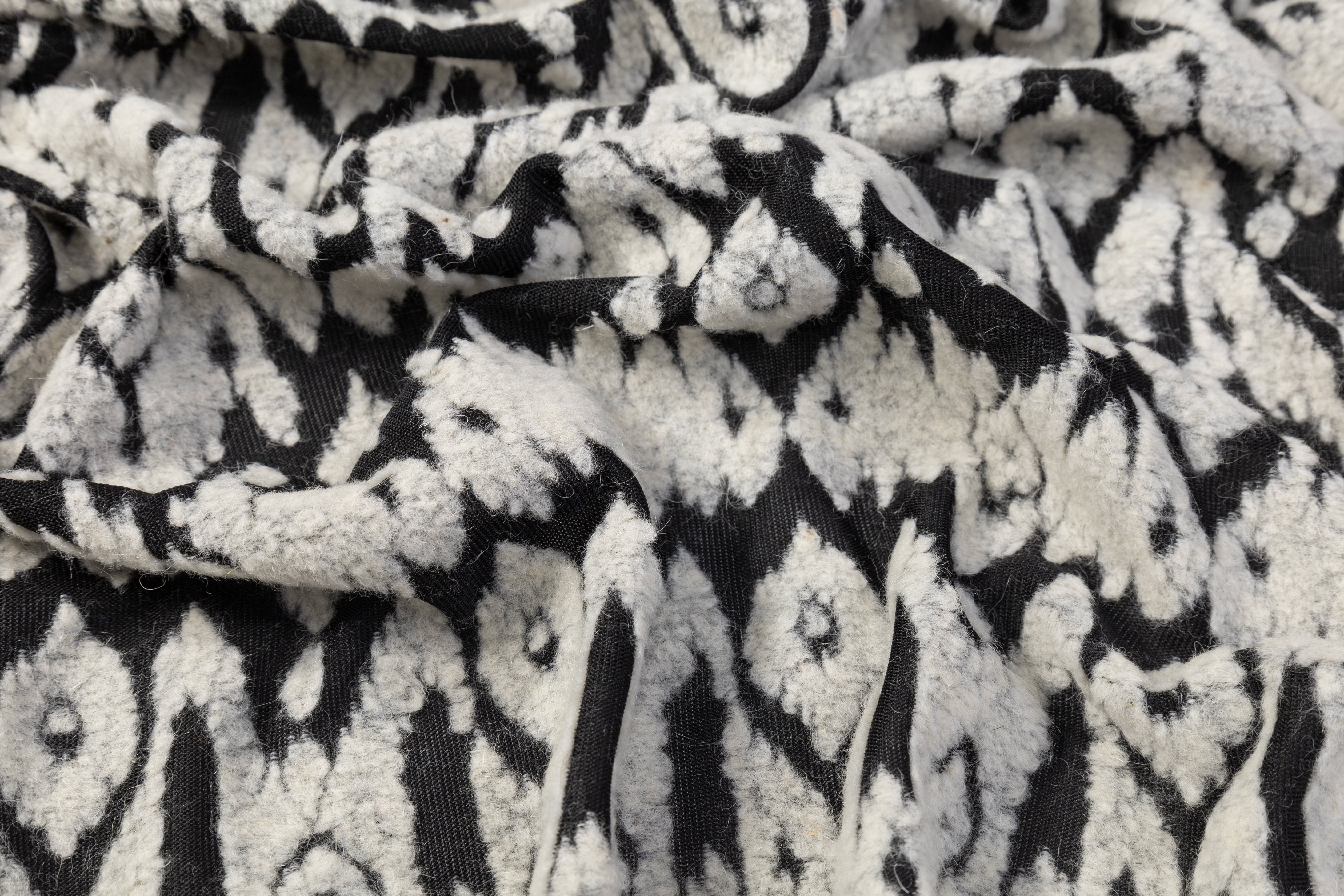 Ikat Style Italian Boiled Wool - Gray / Black