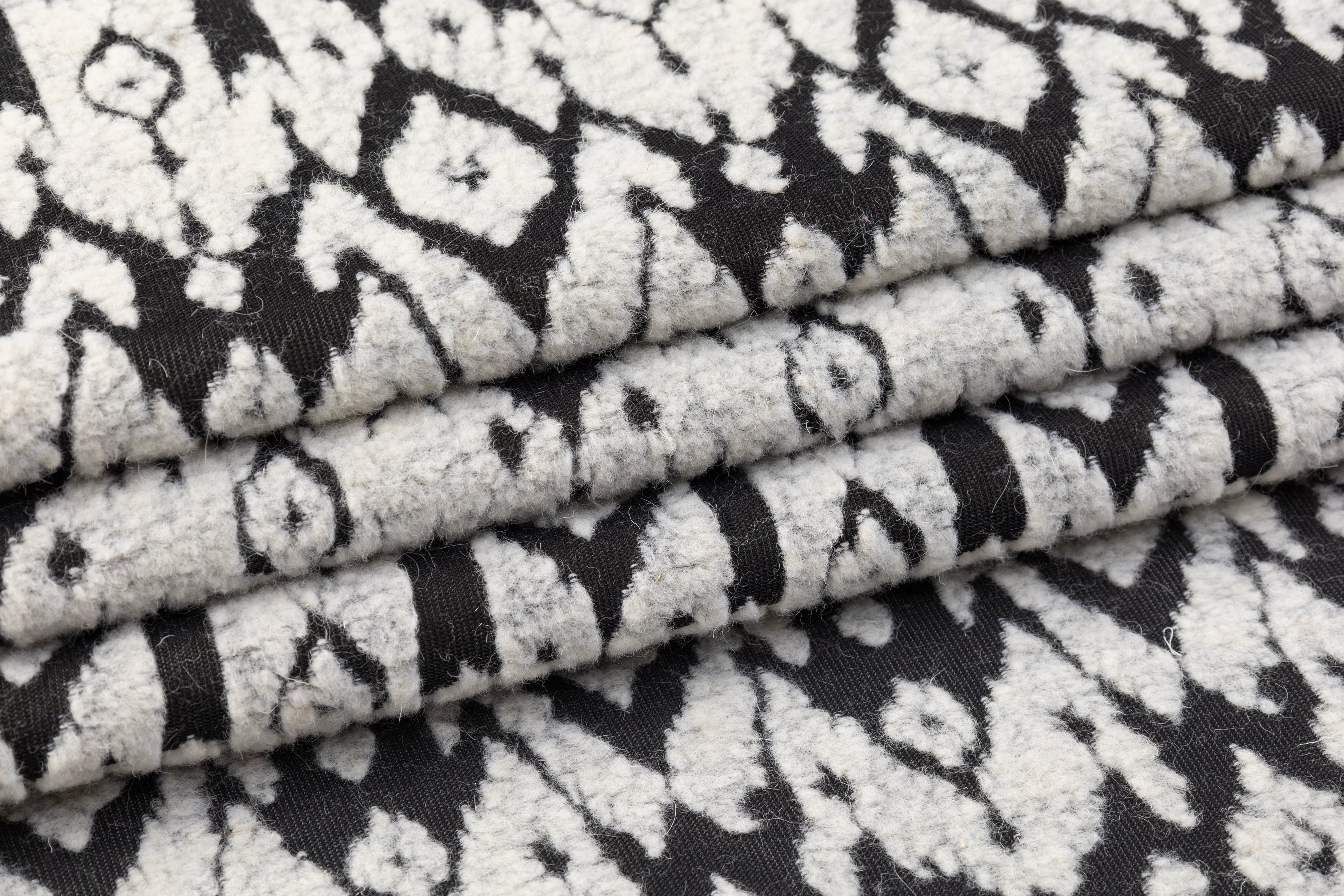 Ikat Style Italian Boiled Wool - Gray / Black