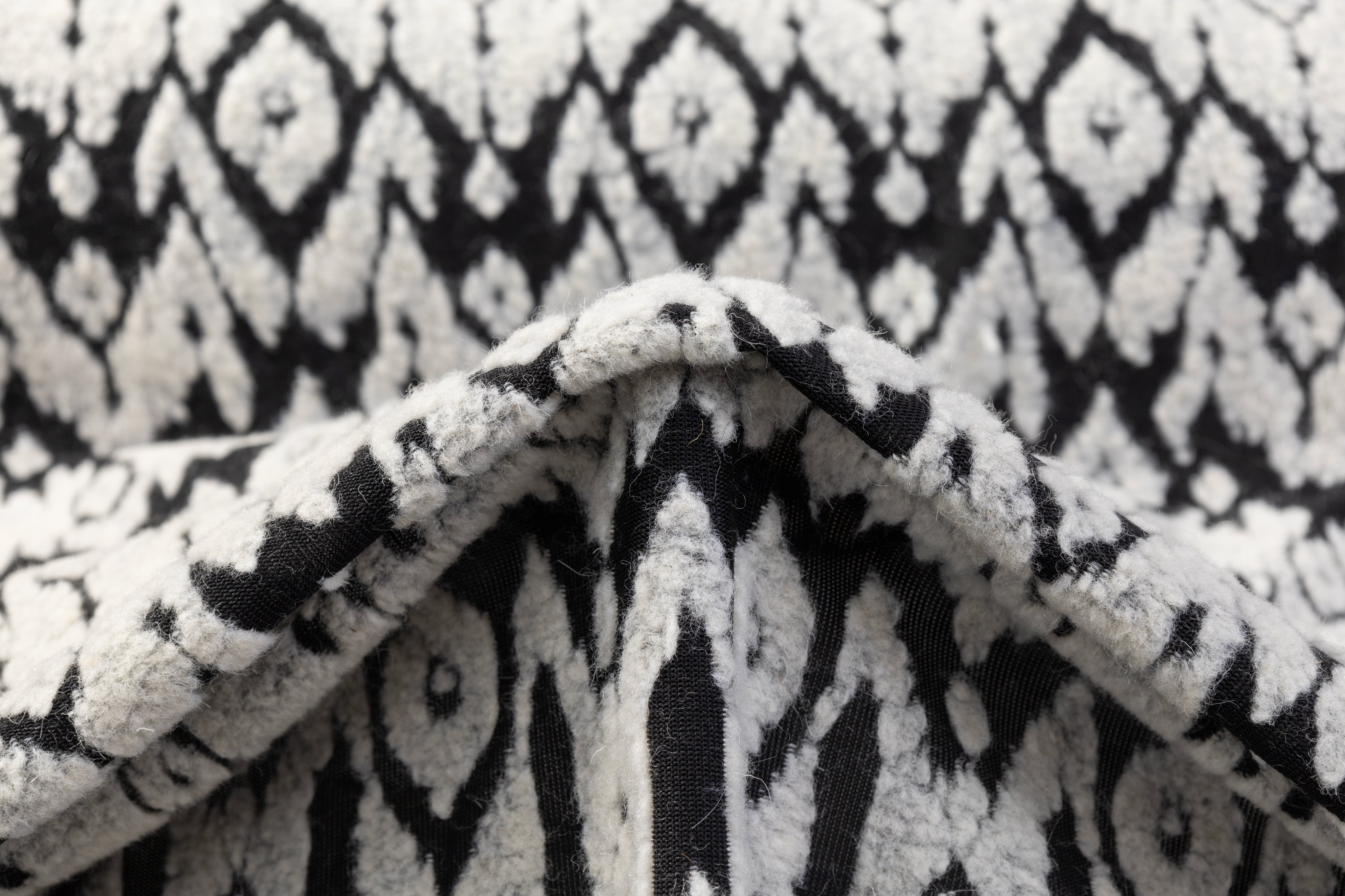 Ikat Style Italian Boiled Wool - Gray / Black