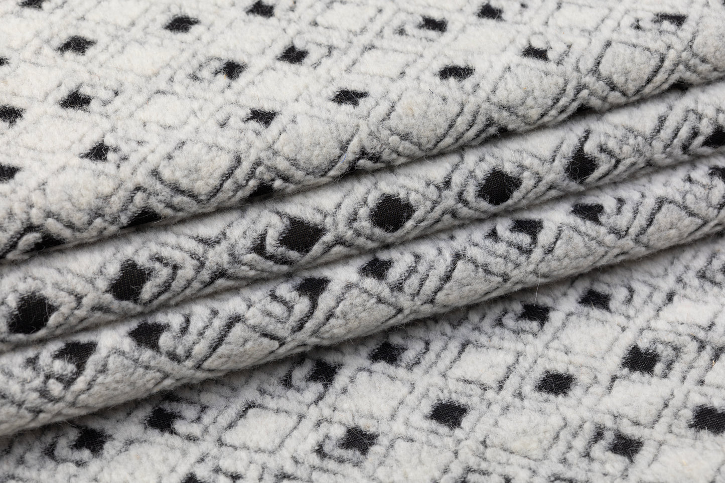 Diamond Pattern Italian Boiled Wool - Gray / Black