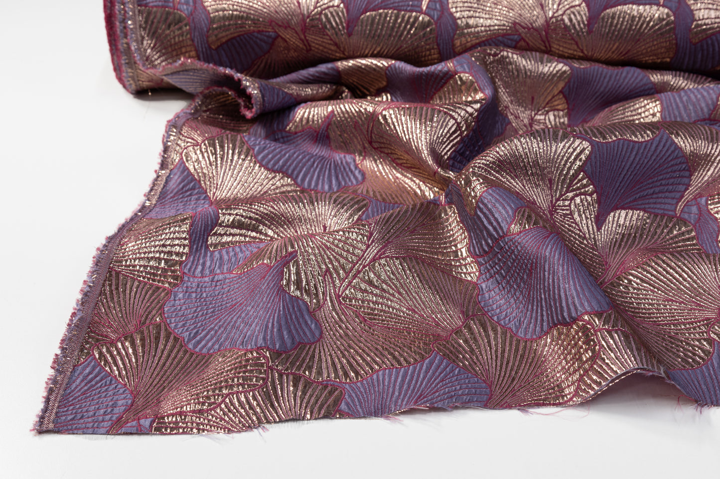 Seashell Metallic Brocade - Purple / Taupe / Fuchsia