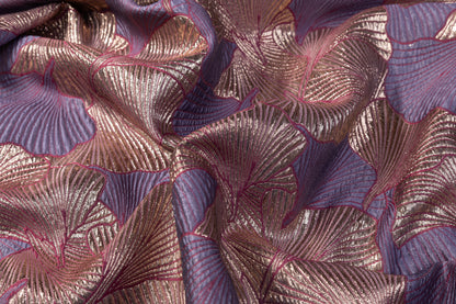 Seashell Metallic Brocade - Purple / Taupe / Fuchsia