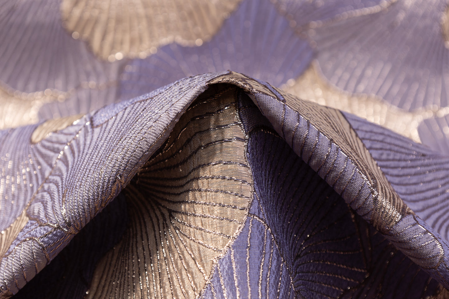 Seashell Metallic Brocade - Purple / Taupe